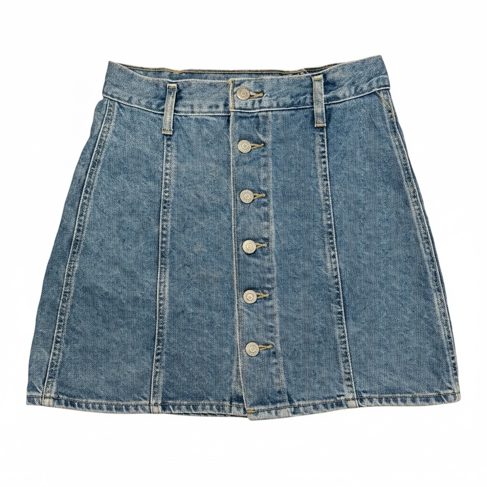 Levi’s denim button down jean high waist a-line mini skirt 🩵